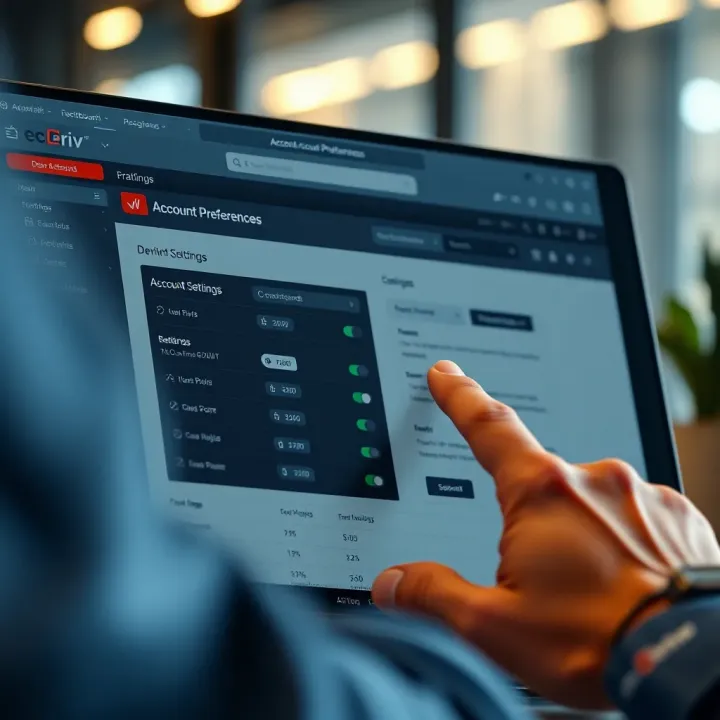 Customizing Account Preferences on Deriv Dashboard User adjusting account settings on Deriv dashboard for personalized trading experience