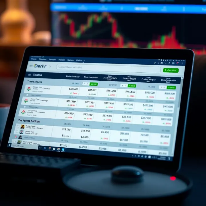Overview of various account types available on Deriv platform with trading tools