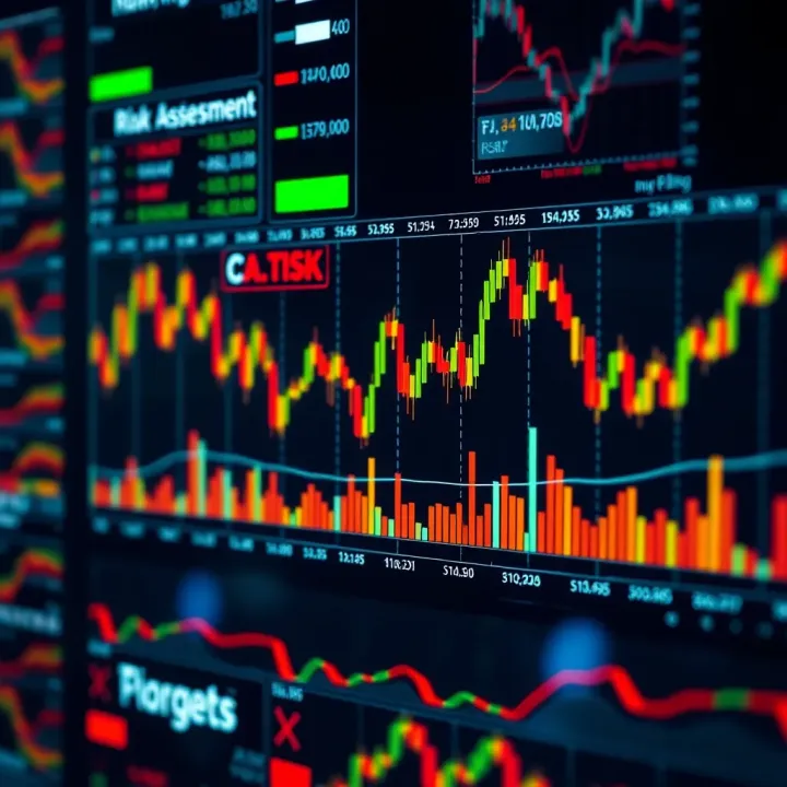 Graphical representation of trading algorithms and risk assessment metrics in a virtual trading environment