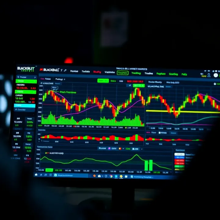 Dashboard of BlackBull Markets trading platform showing forex and commodities market charts