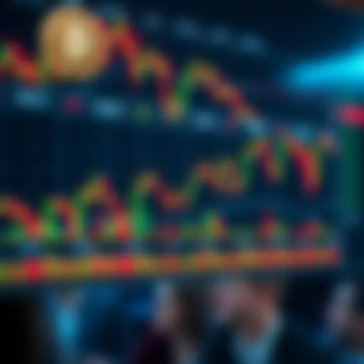Graph showing bitcoin price fluctuations with market indicators