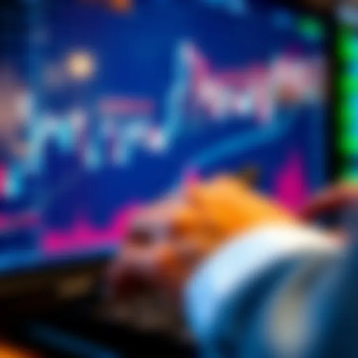 Graph showing upward trend and trading indicators on a digital screen