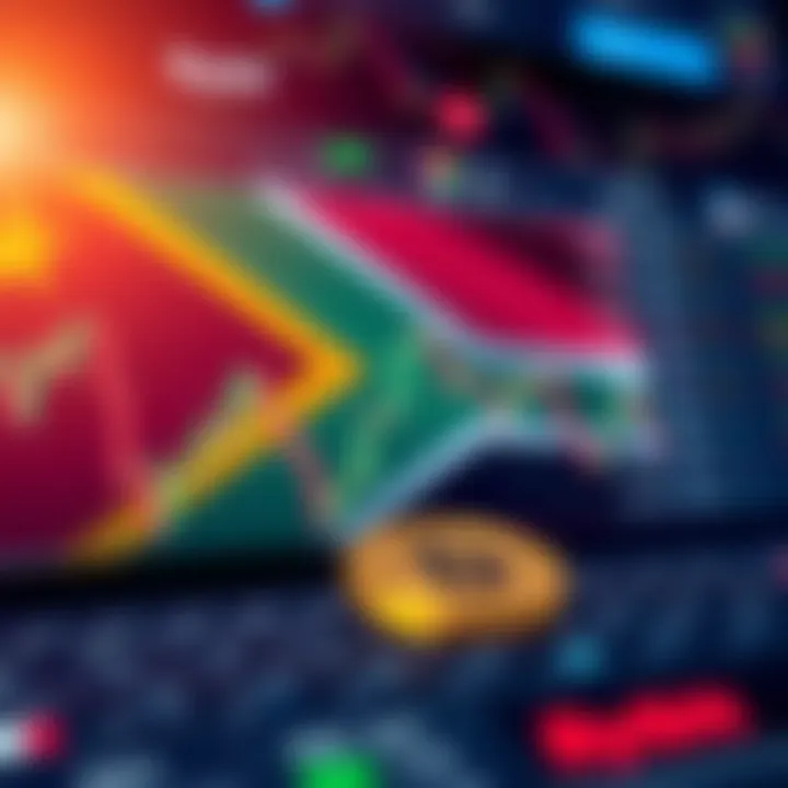 Illustration depicting cryptocurrency trading interface with South African flag in the background