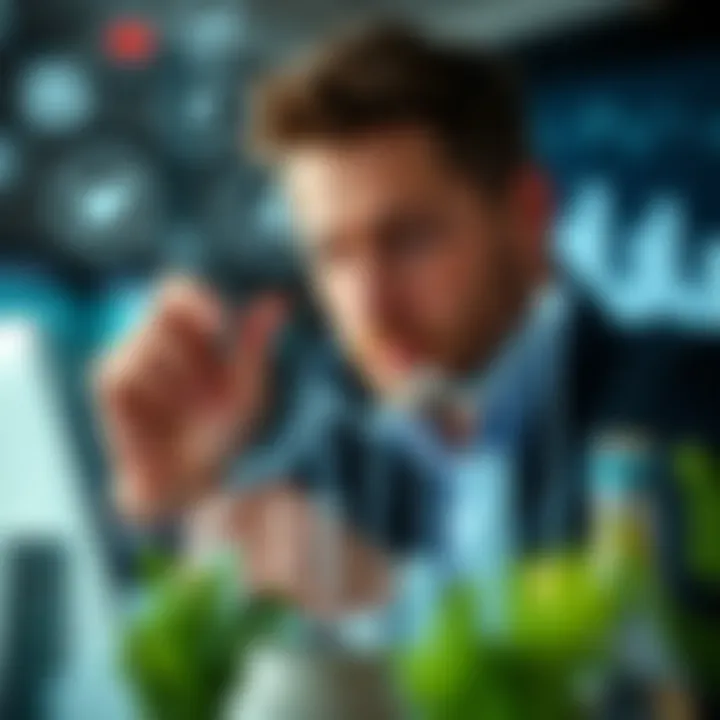 Social Media Influence and Financial Growth Strategy Conceptual illustration of social media growth and financial success with digital icons and charts