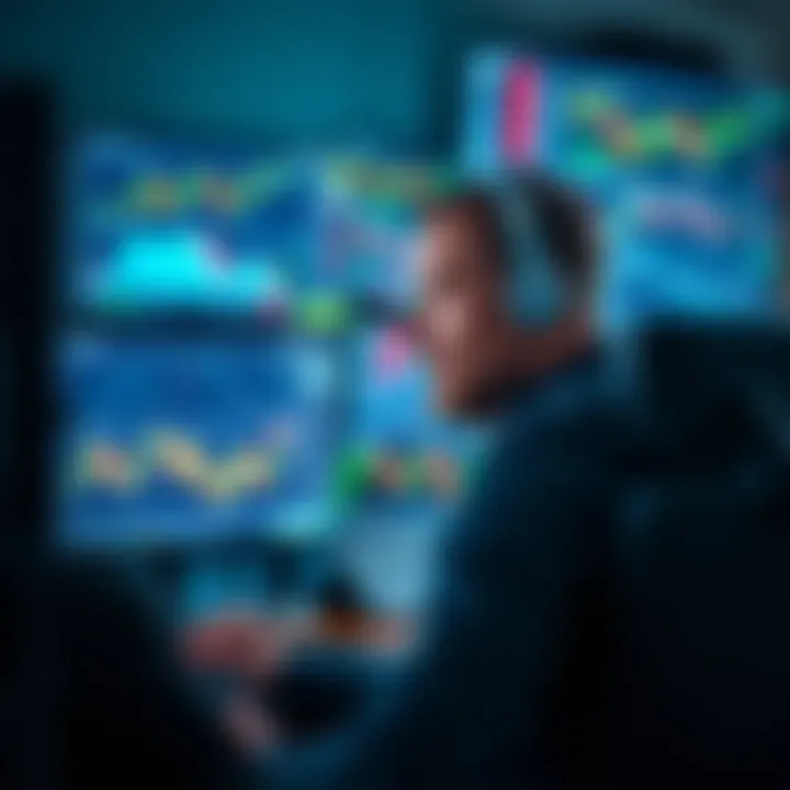 South African trader analyzing financial charts on multiple screens