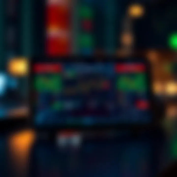 Mobile device displaying various online trading app interfaces with charts and trading options