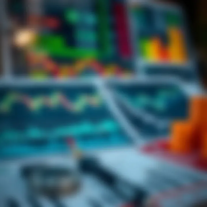 Various trading tools including charts, indicators, and risk management icons