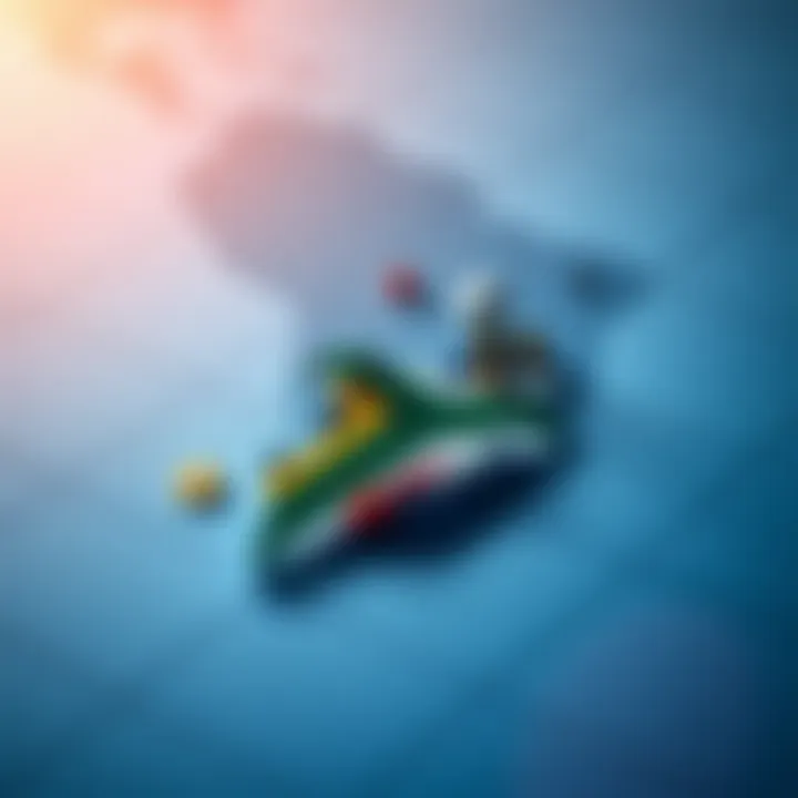 Regional Trading Insights for South Africa with Deriv Broker Map highlighting South Africa with symbols representing regional trading considerations and financial transactions