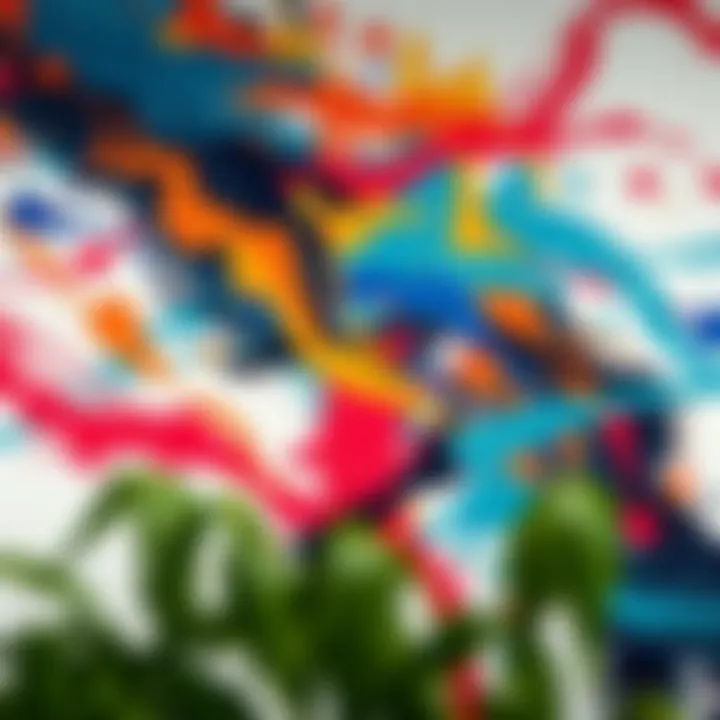 Abstract artwork featuring dynamic brushstrokes and vibrant colors reflecting Takashi Kotegawa's unique artistic style