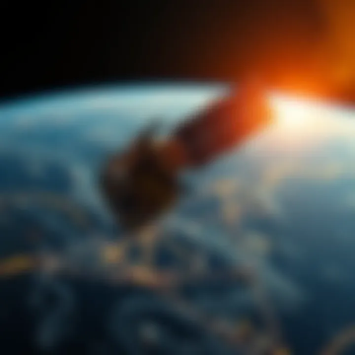 Satellite Communication Networks Over South Africa Satellite orbiting Earth highlighting communication networks over South Africa