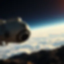 Space Tourism Opportunities with Earth Horizon Background Conceptual view of space tourism vehicle against the backdrop of Earth's horizon