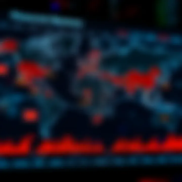 Global financial markets map highlighting major trading hubs and key economic indicators