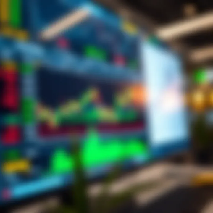 Illustration of a digital trading platform with charts and indicators highlighting micro account features