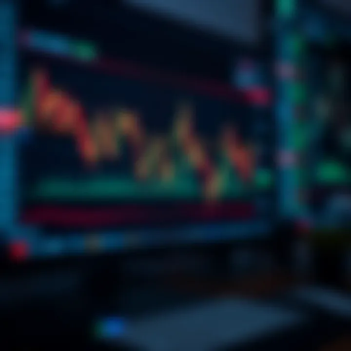 Graph depicting currency value fluctuations over time on a computer display