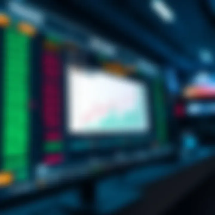 Graphical representation of financial growth and trading data on a digital screen