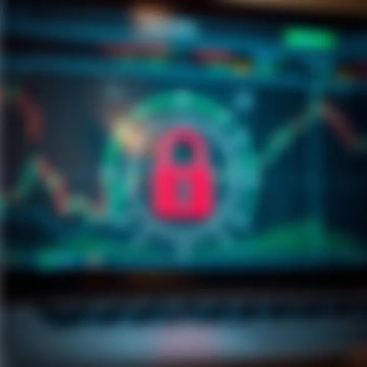 Secure digital interface showing encryption locked symbol representing online trading safety