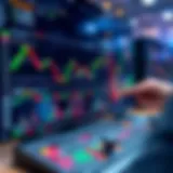 Forex trading platform screen with multiple currency charts and bot control panel