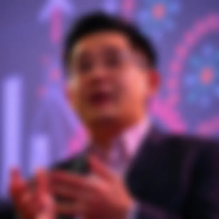 Samson Mow delivering a keynote speech on blockchain innovation