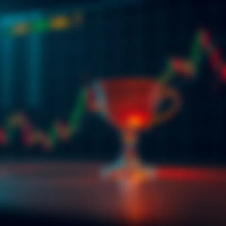 A detailed illustration of a bullish cup and handle chart pattern indicating a potential upward price trend