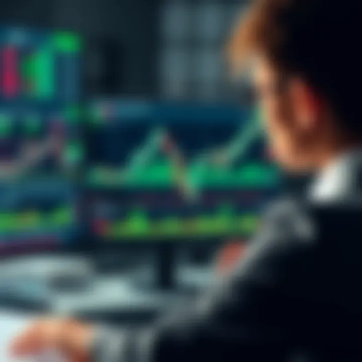 Overview of QX Broker trading platform interface with various financial charts and tools