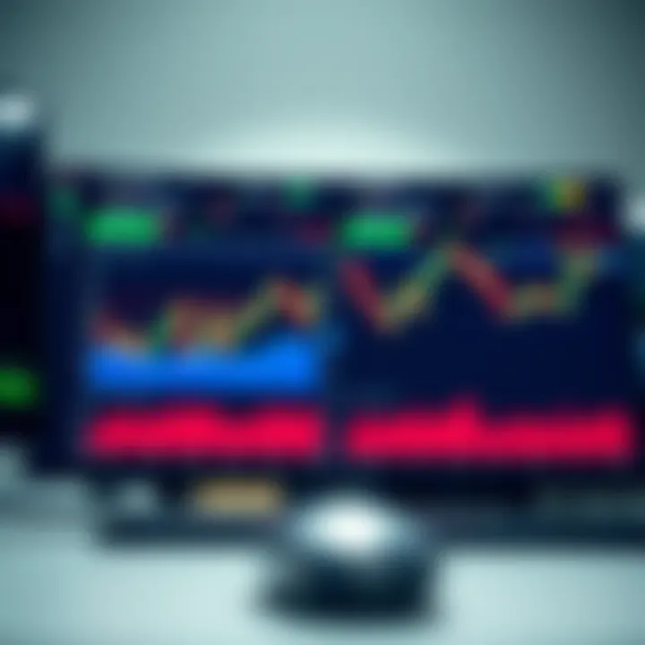 Digital trading platform interface displaying real-time market charts and data