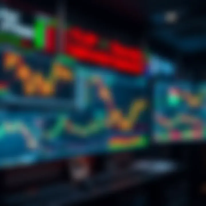 Forex trading charts and analytics on multiple digital screens