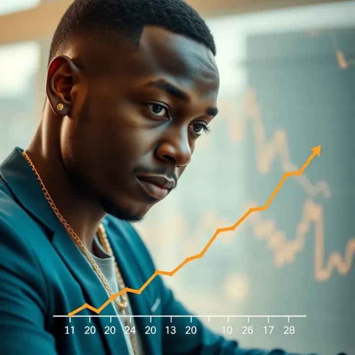 Graph illustrating financial growth and wealth progression