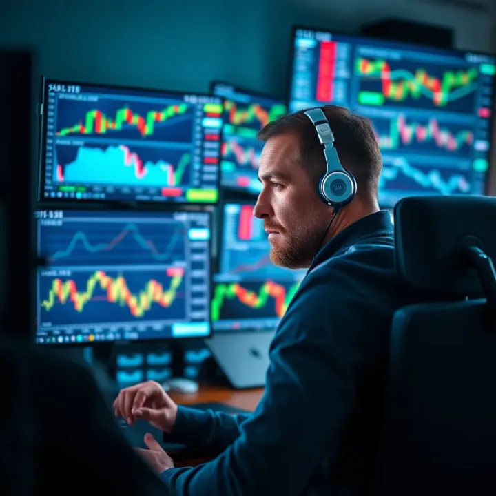 Analyzing Market Trends for Effective Trading Decisions South African trader analyzing financial charts on multiple screens