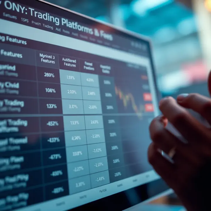 Comparison chart showing different features and fee structures of trading platforms