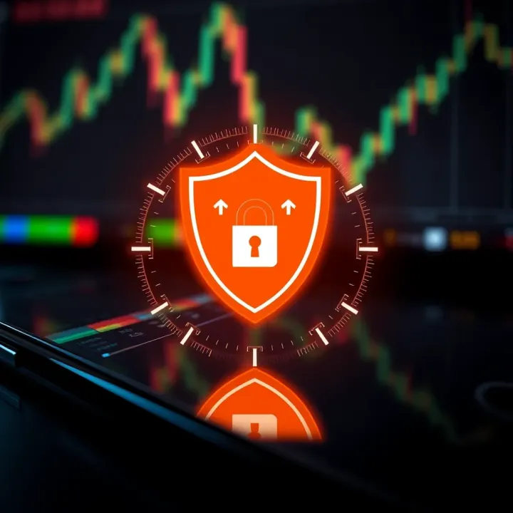 Ensuring Security in South African Online Trading Applications Secure digital shield icon over a smartphone, symbolizing protection and security in online trading