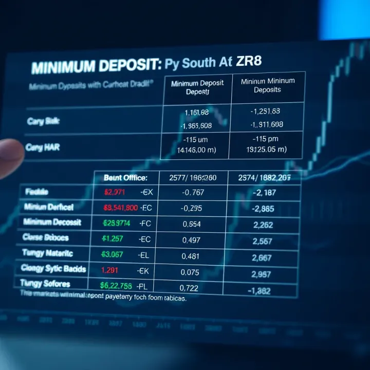 Minimum Deposit Comparison Among Brokers for South African Traders Comparison chart illustrating different brokers' minimum deposit amounts and payment methods for South African traders