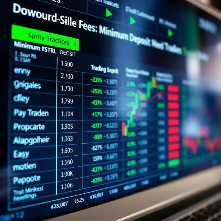 Comparison chart of deposit requirements and fees among popular trading brokers