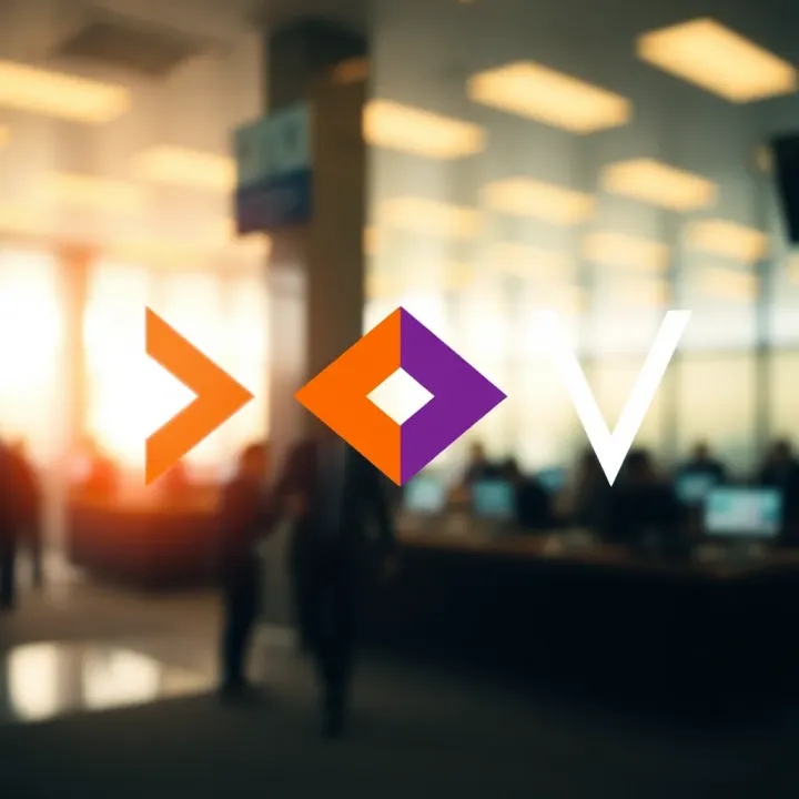 Abstract representation of Deriv logo highlighting the geometric shapes and color scheme