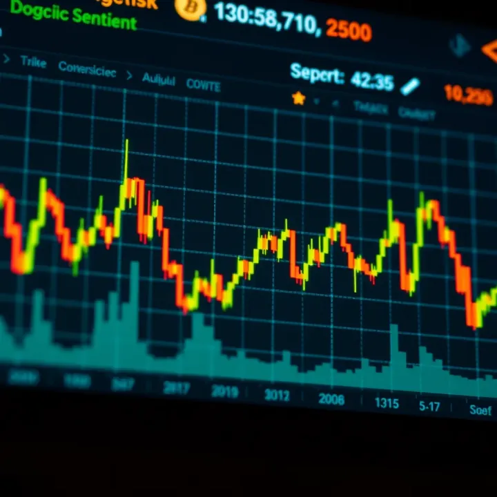 Graph showing Dogecoin price fluctuations influenced by market trends and investor sentiment