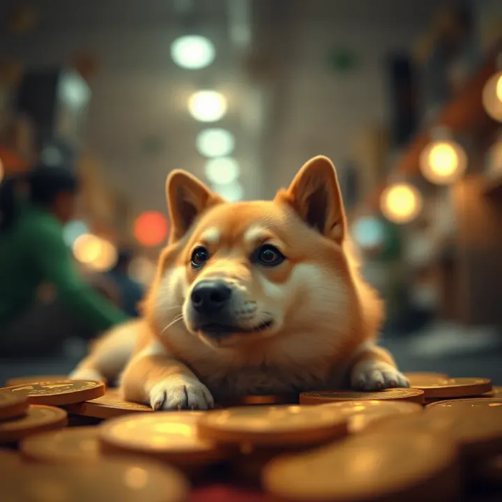 Conceptual illustration of social media impact and technological developments affecting Dogecoin value