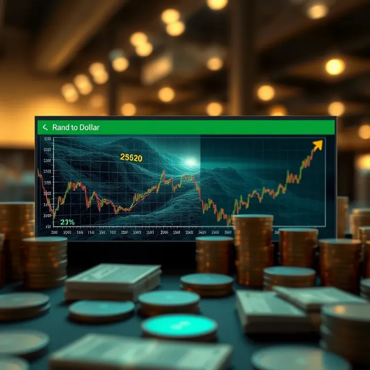 Visual representation of economic factors impacting the rand to dollar exchange rate including trade and investment flows