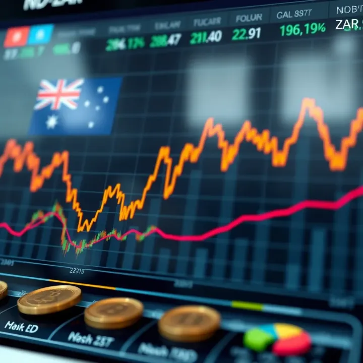 Chart illustrating key economic indicators influencing the currency movement of New Zealand dollar against South African rand