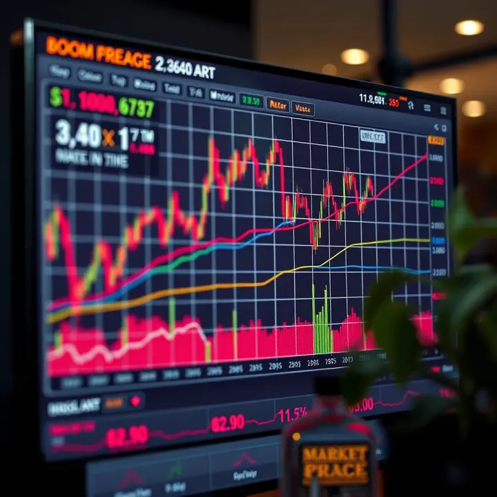 Graph showing boom and crash market trend fluctuations with key support and resistance levels highlighted