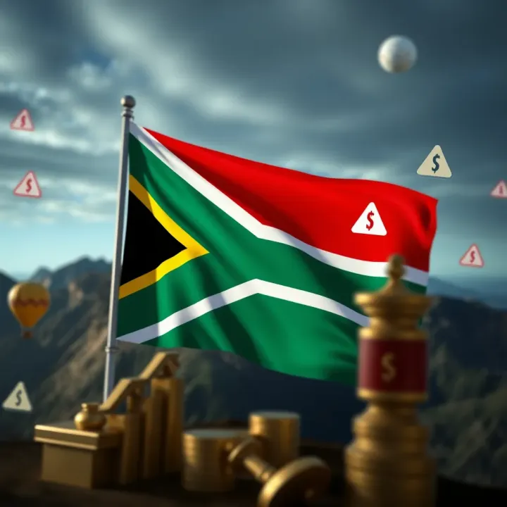 South African flag with financial symbols representing trading risks and regulations
