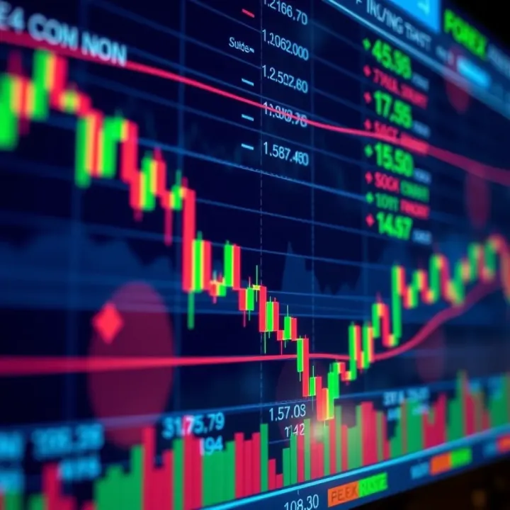 Dynamic forex trading charts showing currency fluctuations and market trends