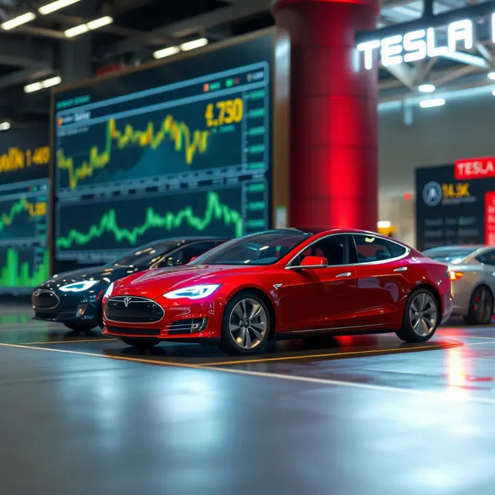 Visual representation of key factors influencing Tesla stock valuation including financial indicators and market sentiment