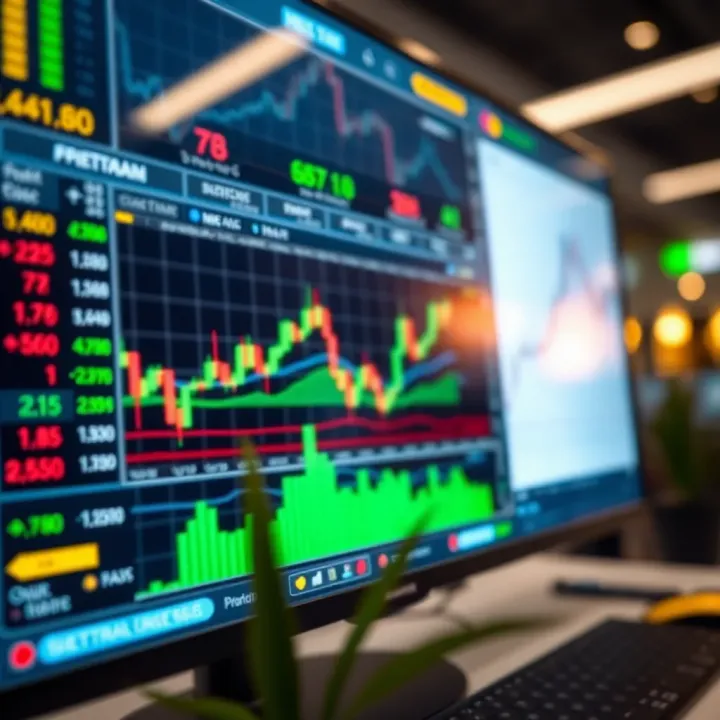 Illustration of a digital trading platform with charts and indicators highlighting micro account features