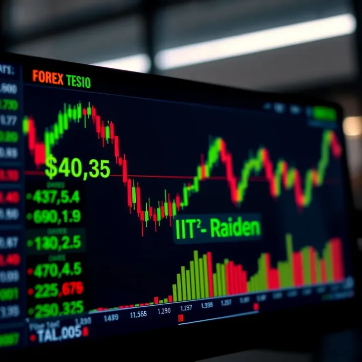 Digital screen showing currency exchange rates on a trading platform