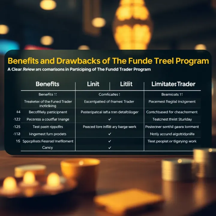 Comparison chart highlighting benefits and limitations of participating in The Funded Trader program