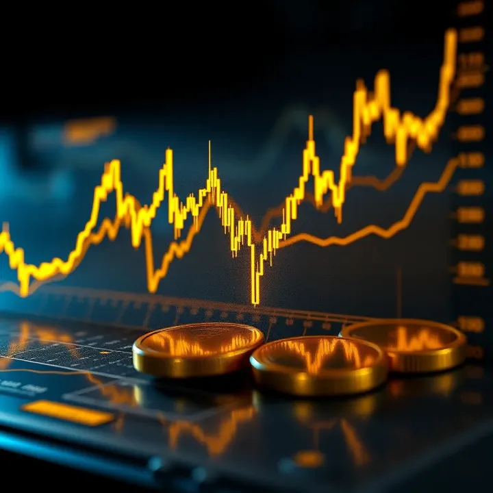 Chart displaying fluctuations in gold prices influenced by economic data and market trends