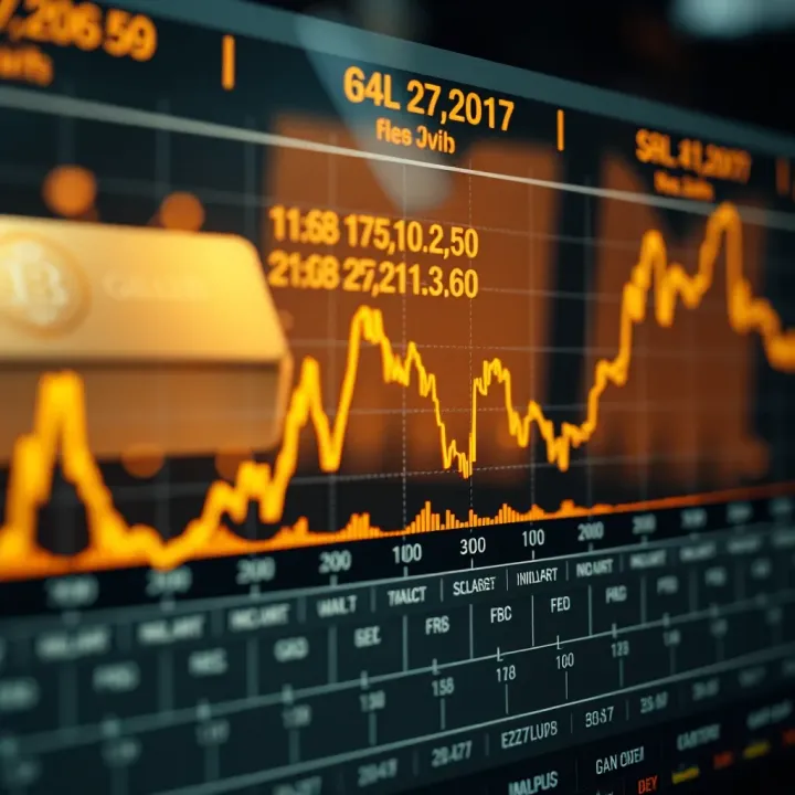 Graph showing gold price trends with economic indicators and currency fluctuations relevant to South Africa