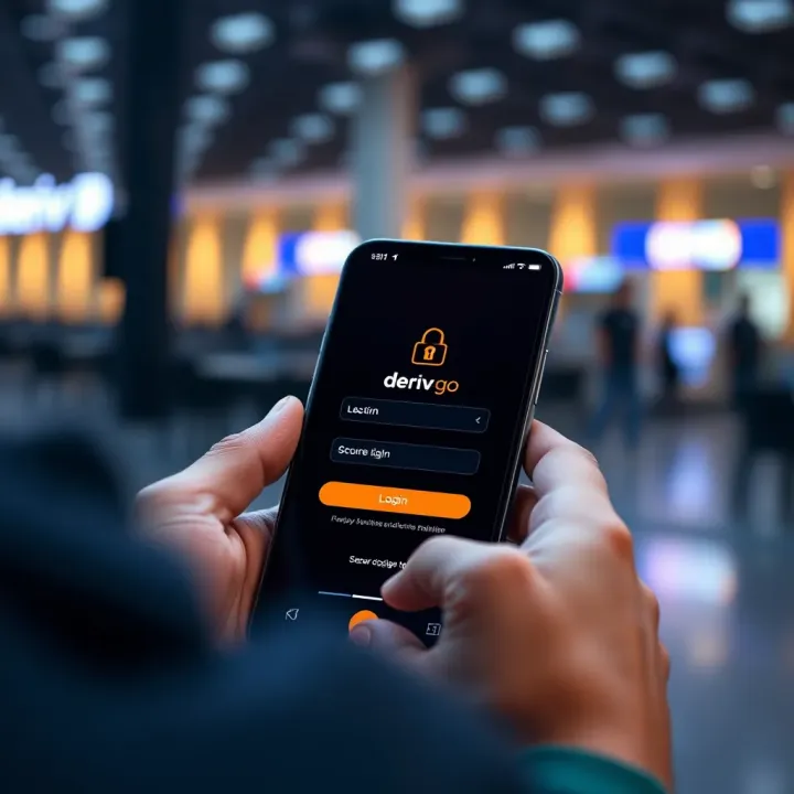 Secure Login Interface of Deriv Go Platform User logging into Deriv Go platform on a smartphone with secure login interface visible