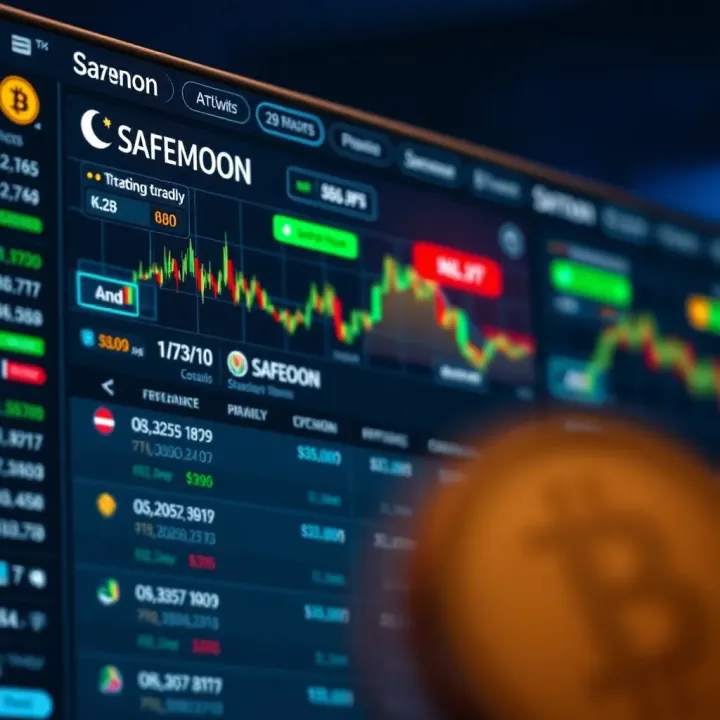Cryptocurrency exchange platform showing SafeMoon trading options and fee details