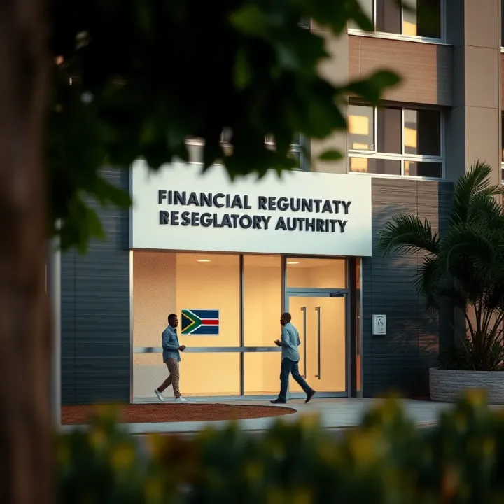 Official South African financial regulatory authority building exterior with clear signage