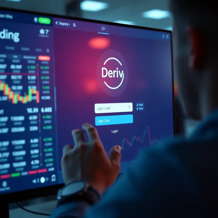 User entering login credentials on Deriv trading platform interface